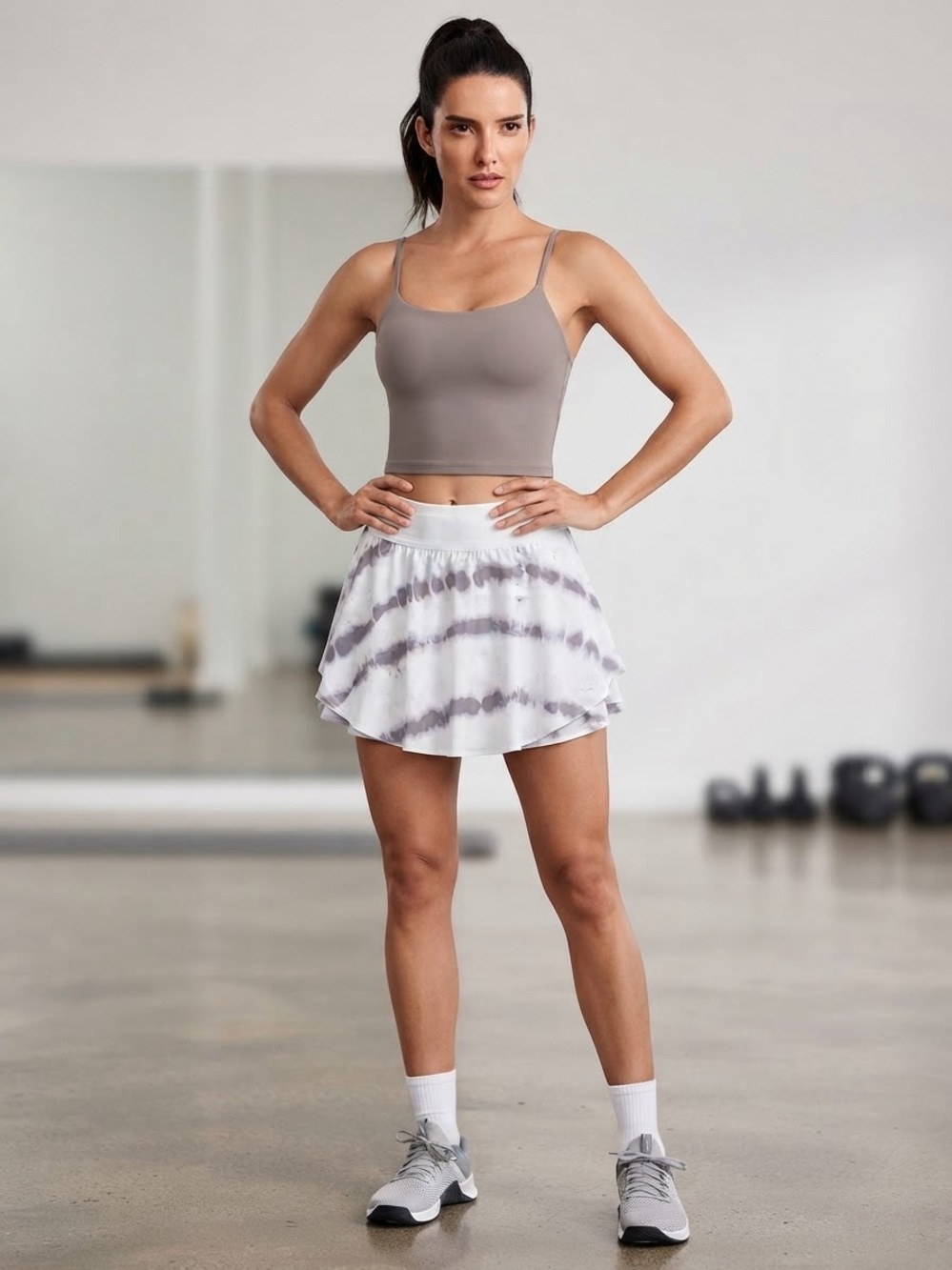 lululemon athletica White Tie-Dye Circle Skort and tank top built in bra with pa